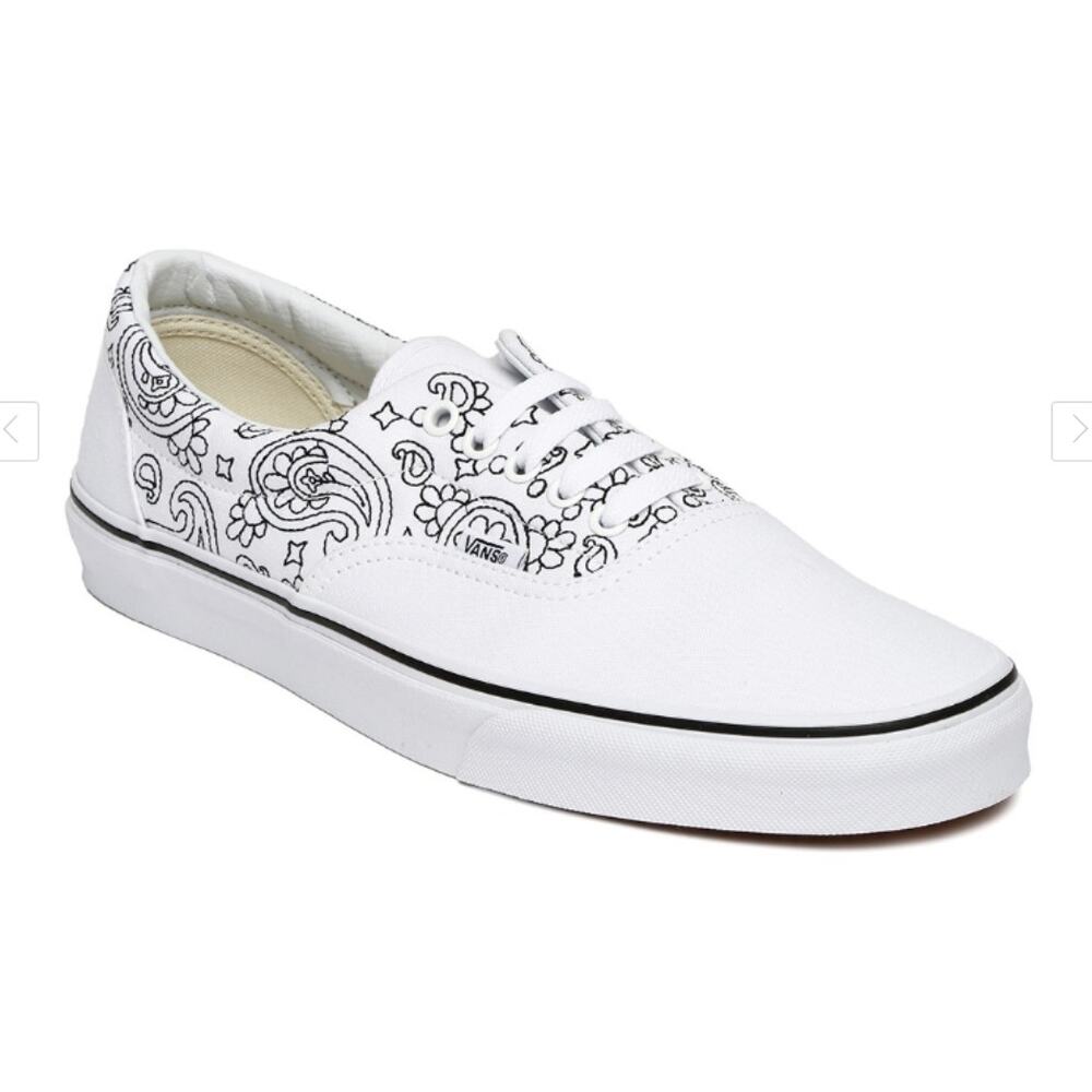 VANS Era Bandana Stitch Laceup Sneakers Womens Size 10.5 White Black Paisley